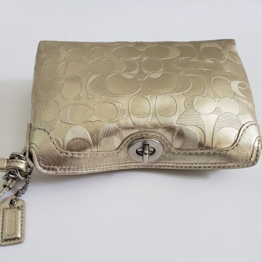 Coach Gold Metallic Pouch - Picture 2 of 5